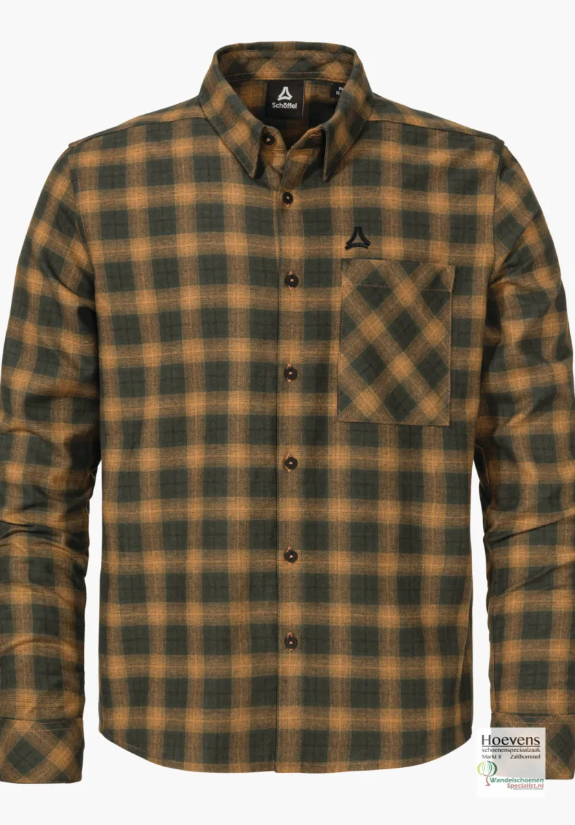 schoffel-24224-4745-oker-geruit-1 Schoffel Schoffel Urban Shirt Kleion Men 24224 4745 Oker geruit