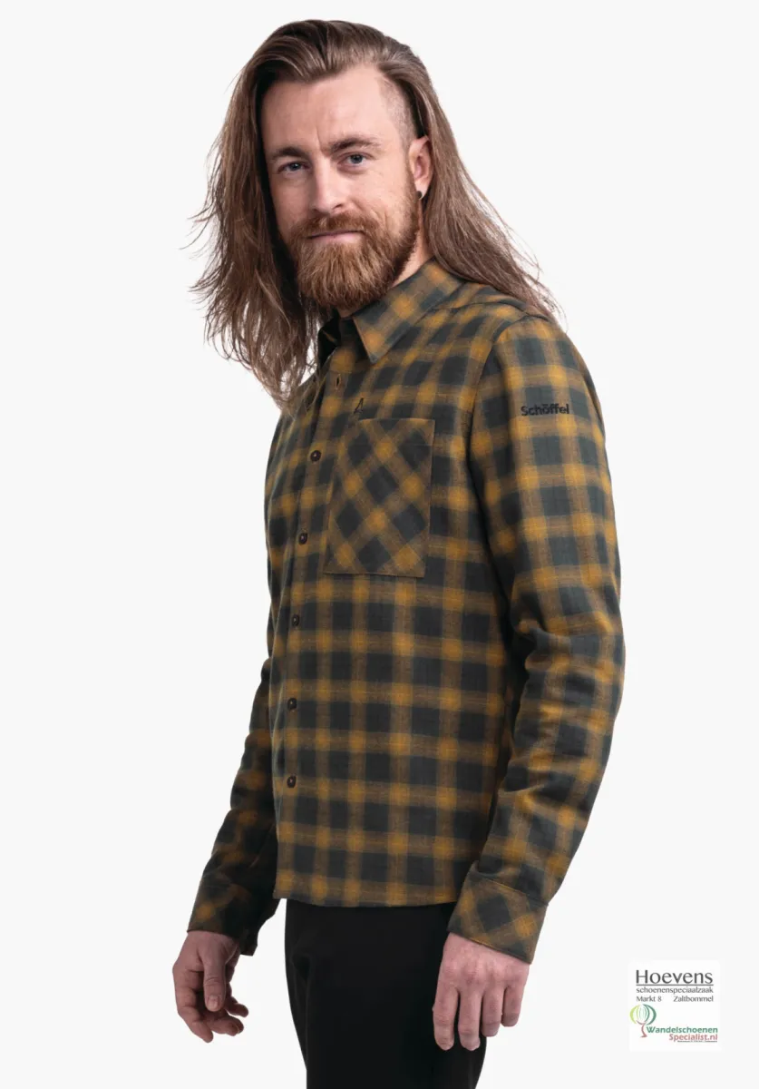 schoffel-24224-4745-oker-geruit-3 Schoffel Schoffel Urban Shirt Kleion Men 24224 4745 Oker geruit